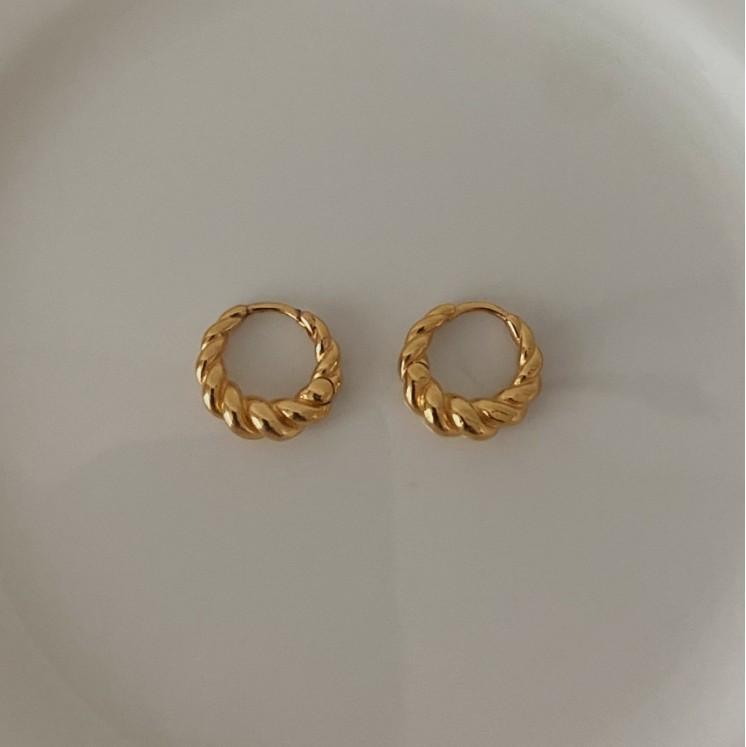Fashion Jewelry 925 Silver Spiricle Twisted Earring for Women 925 Sterling Silver 18K Gold Plated Hoop Earring Jewelry
