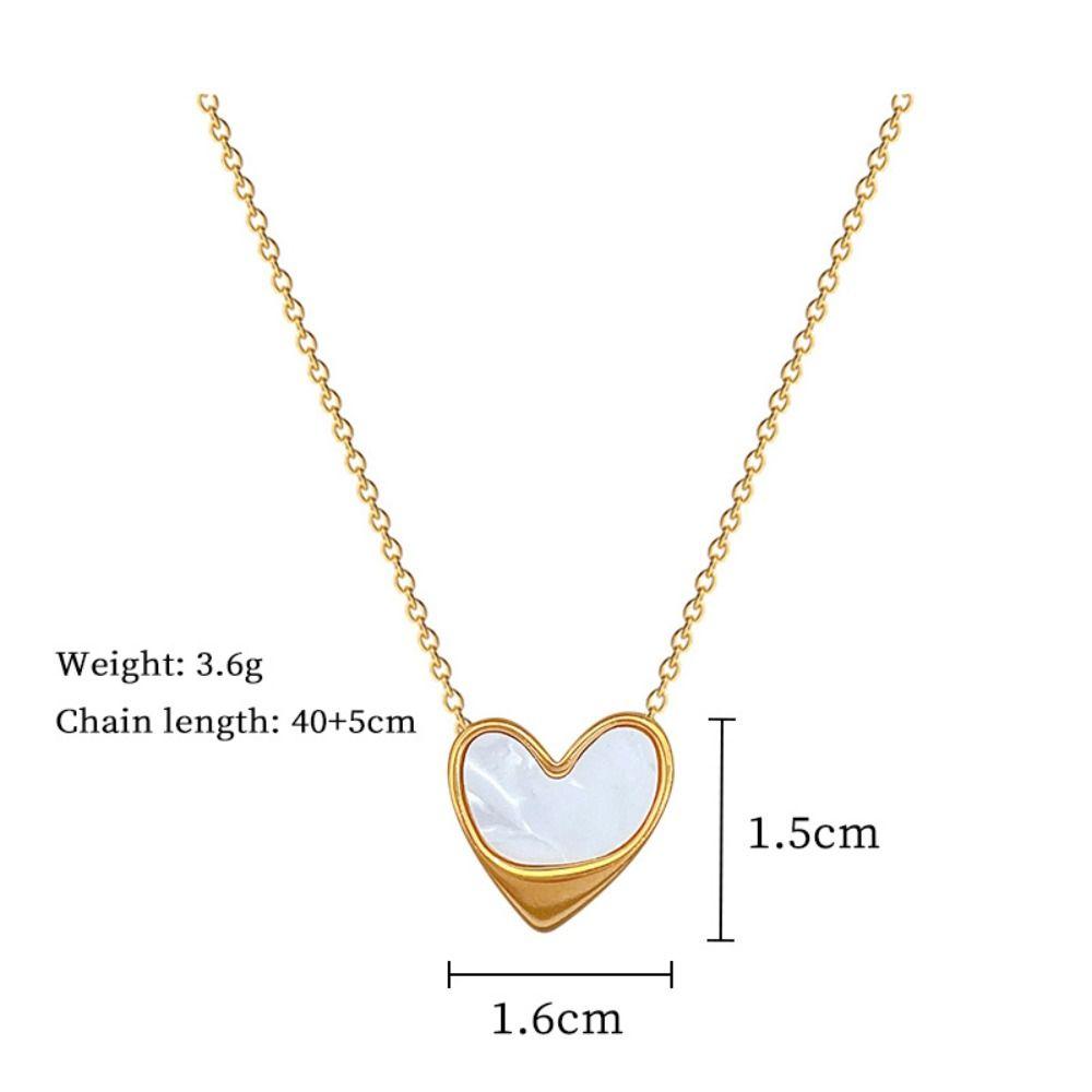 Titanium Steel Pendant Necklace Tilted Shell Heart Clavicle Chain New Necklace  Jewelry Accessories