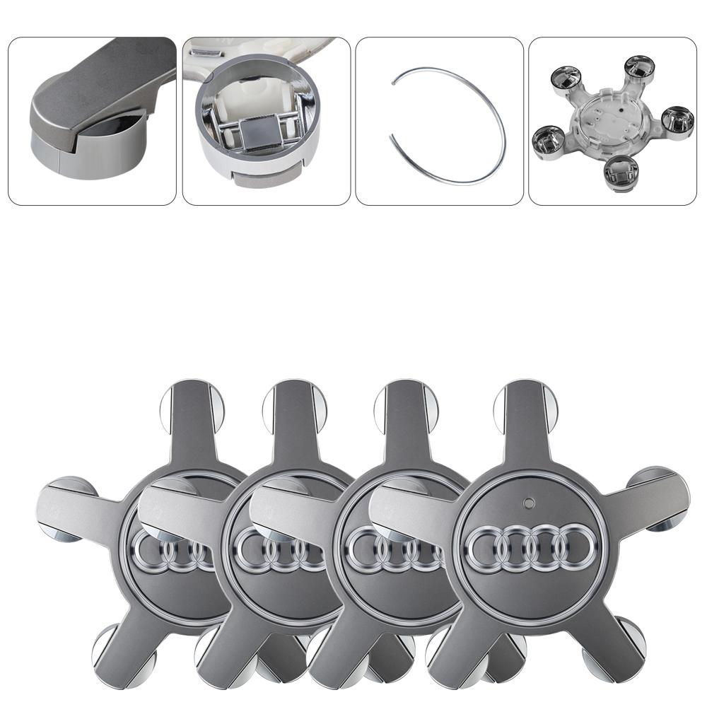 For Audi A4 4Pcs Car Wheel Center Hub Caps Five Claws Wheel Center Cap Hub Cover For Audi6 Q2 Q7 A3 B5 B B7 B8 B9 8P 8V 8L A5 A4 C6 C5 Q5 Q3