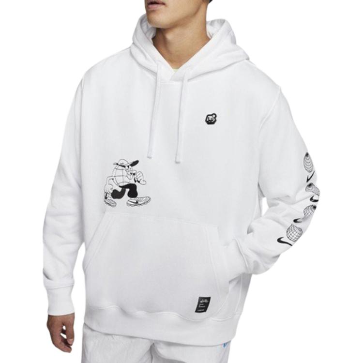 Nike Cartoon Print Fleece-Lined Hoodie Men Tops White CK2992-100