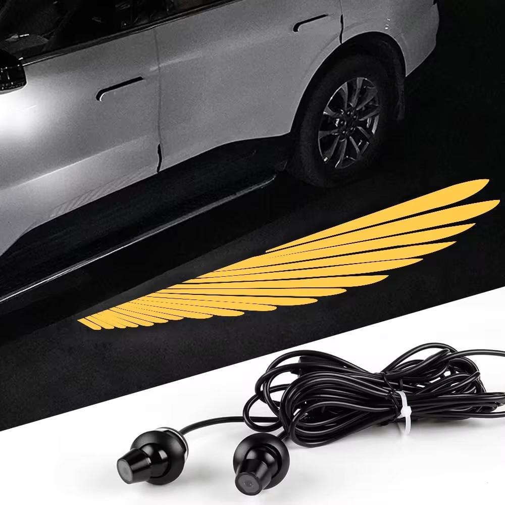 2PCS Car Rearview Mirror Welcome Lamp Blade Light Carpet Projection Lamp Laser Beam Carpet Lamp Universal 3W