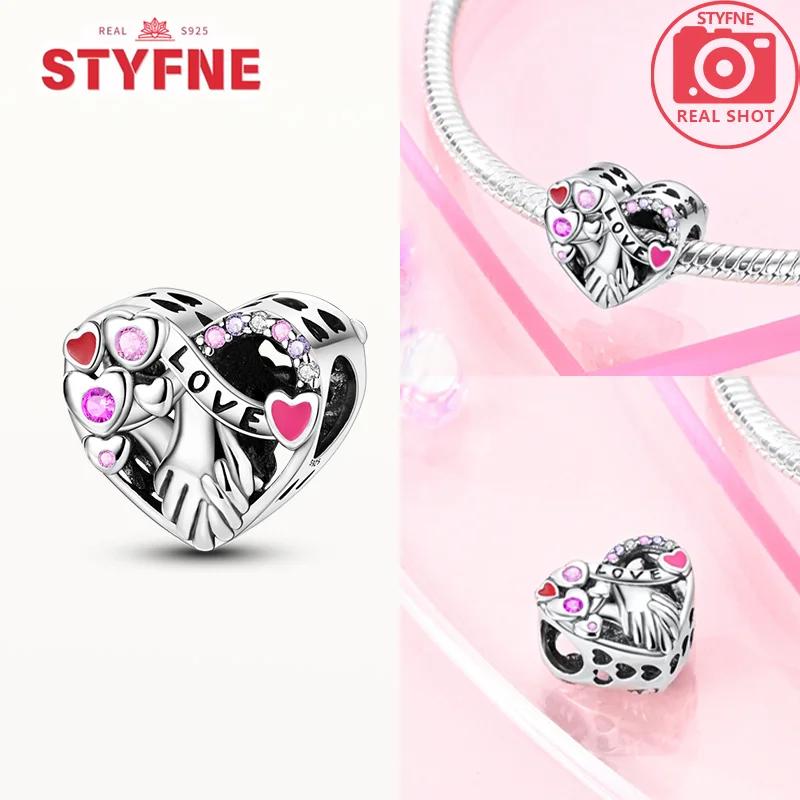 Exquisite Original Couple Love Boy&Girl Dangle Charms Heart Beads Copper Bracelet For Women Diy Jewelry Gift Charms Beads