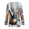 Women's Fashion Casual Long Sleeve Christmas Printed Round Neck Top