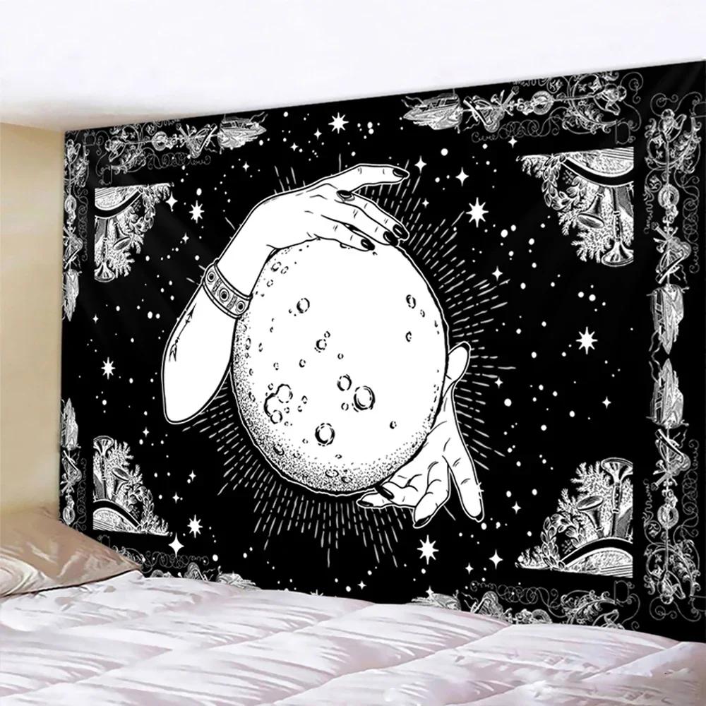 VIKAMA Dark Starry Sky Moon Tapestry Dreamlike Star And Moon Element Tapestry Bedroom Headboard InstagramStyle Decor Tapestry