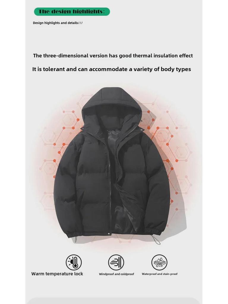 2024 Winter Unisex Dicke Doppel-Baumwolljacke mit Stehkragen