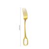 Cutlery 304 Stainless Steel Spoon Circular Ring Hotel Steak Knife Fork Spoon Titanium Plated European Style Hanging Hole Fork Tea Spoon