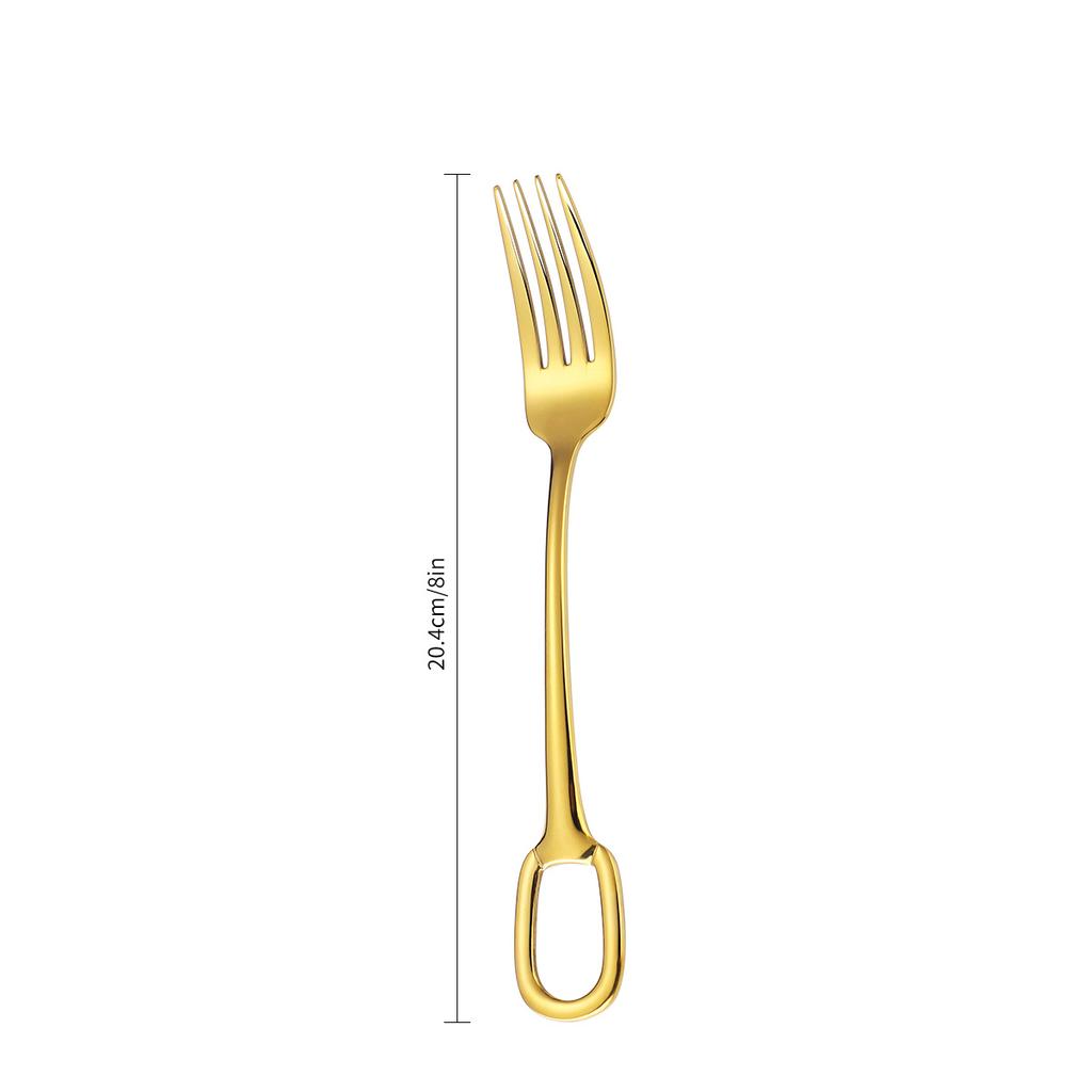 Cutlery 304 Stainless Steel Spoon Circular Ring Hotel Steak Knife Fork Spoon Titanium Plated European Style Hanging Hole Fork Tea Spoon