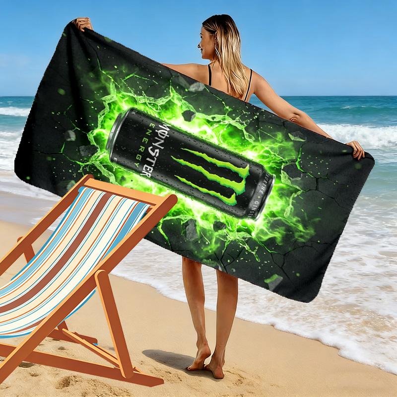 Monster Energy Drink Mega Power Can Beach Towel Beach Towel For Vacation Photos Soft Seaside Swim Quickdrying Swim Towel Beach Towel Printing