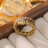 Real Gold Electroplated Zircon Ring With Feminine Temperament High-end Feel Adjustable Opening Super Sparkling Simple Trendy Instagram Style