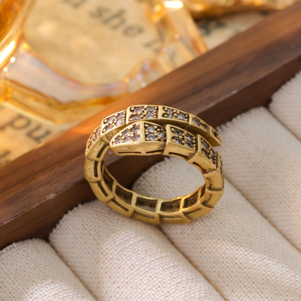 Real Gold Electroplated Zircon Ring With Feminine Temperament High-end Feel Adjustable Opening Super Sparkling Simple Trendy Instagram Style