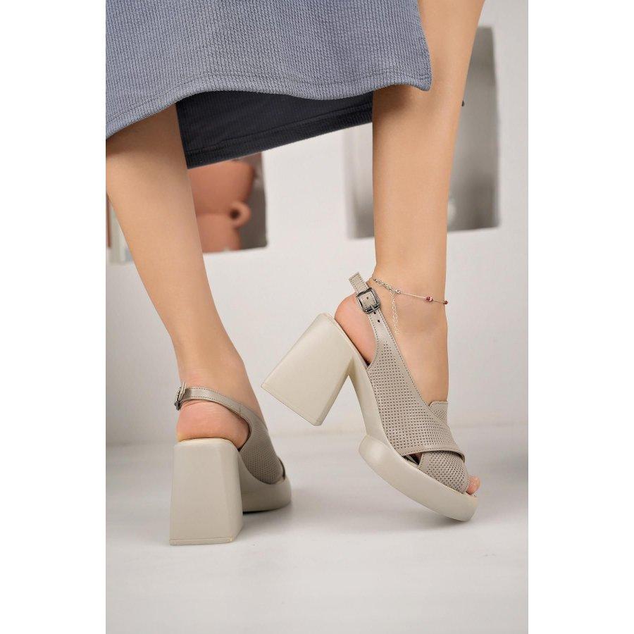 Damen-Sandalen aus echtem Leder mit Plateauabsatz