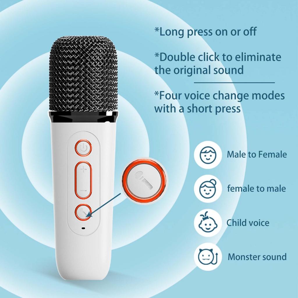 New Karaoke Machine With Wireless Microphone Portable KaraokeSpeaker With LED Light, Wireless Microphone With Voice Change