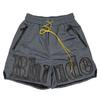 Trendy Brand RHUDE Leather Letter Embroidery Drawstring Mesh Basketball Sports Shorts Men's and Women's High Street Beach Five-point Pants