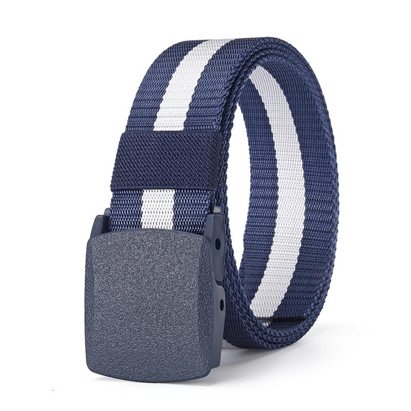 Men's Tactical Canvas & Nylon Woven Belt with Leather Trim - Elastic and High-End Accessory