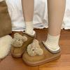 2025 autumn and winter new cartoon cute velvet bag head half slippers platform snow boots wear height-increasing fluffy shoes women