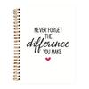 Motivational Spiral Notebook Never Forget The Difference You Make Inspirational Journal A5 Size 50 Sheets Reading Notebook for School Office