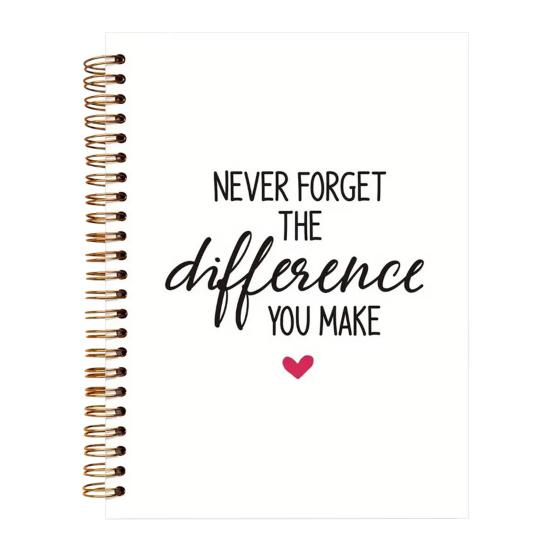 Motivational Spiral Notebook Never Forget The Difference You Make Inspirational Journal A5 Size 50 Sheets Reading Notebook for School Office