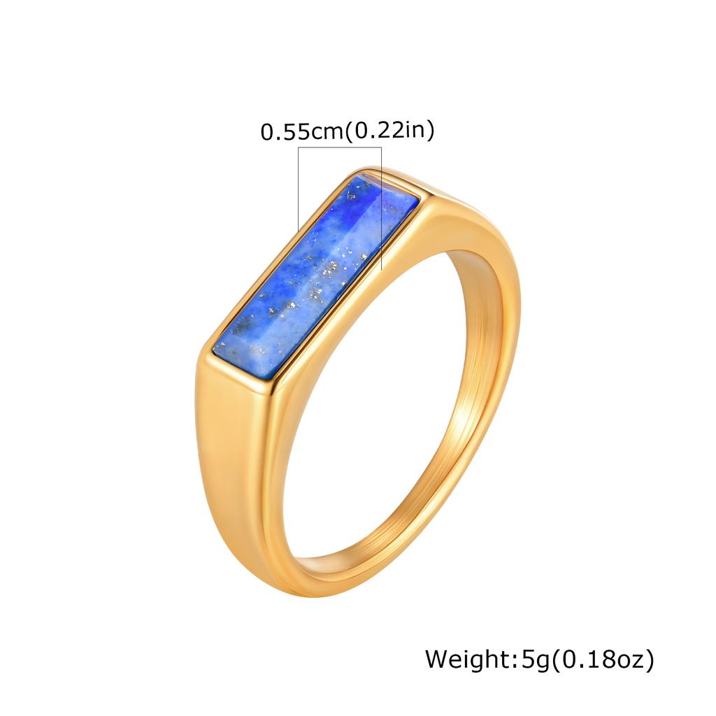 Stylish Thin Natural Stone Ring for Men Women,Geometric Stainless Steel Unisex Ring,Party Birthday Gift