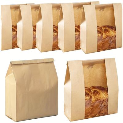 24 Pz 14.17*8.27*3.5in Sacchetto di Carta Kraft per Pane a Lievitazione Naturale con Adesivo Thank You Grande Sacchetto di Carta da Forno con Finestra Trasparente per Pane Fatto in Casa