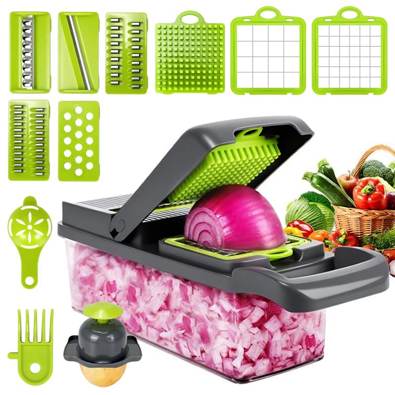 Hot 16Pcs Set Vegetable Chopper Onion Chopper Handle Food Grate Food Chopper Kitchen Vegetable Slicer Dicer Cut Potato Shredder