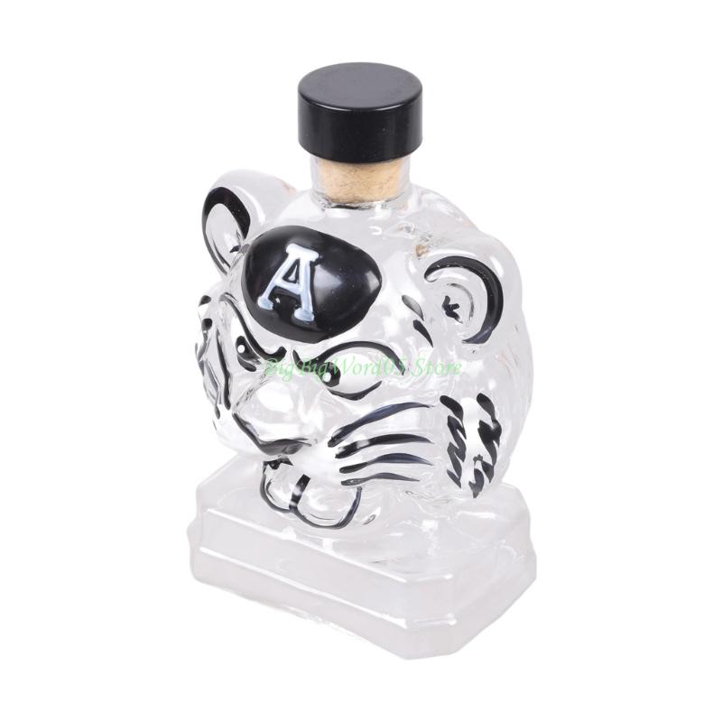 

24TE Glass Whiskeys Bottle Artistic Engraving Tigers Head Liquor Decanter for Men CN