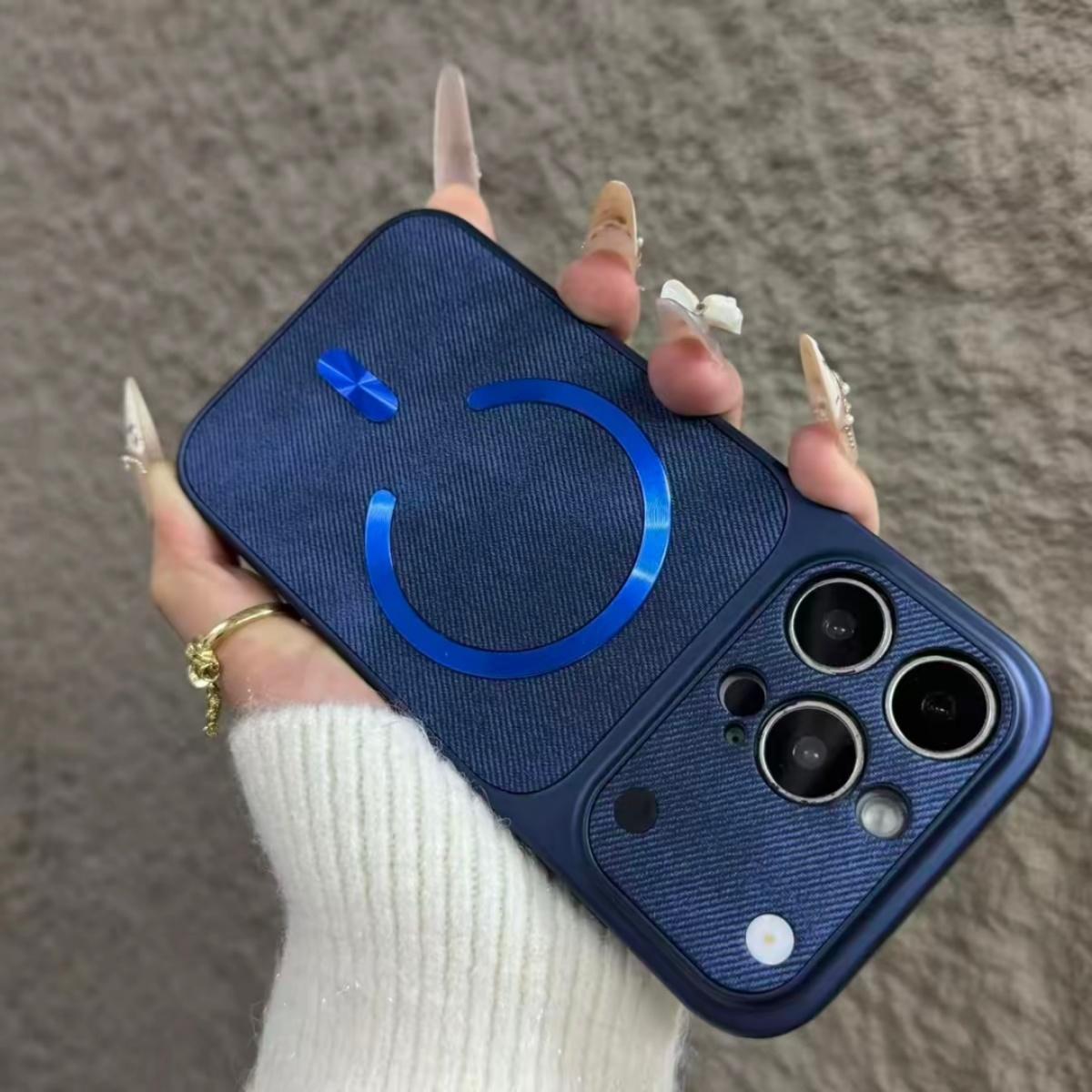 

Cowboy Fabric For Magsafe Magnetic Phone Case For iPhone 17 16 15 14 13 12 Pro Max Instantly Turn 17 Large Window Cover iPhone 14 Pro Max