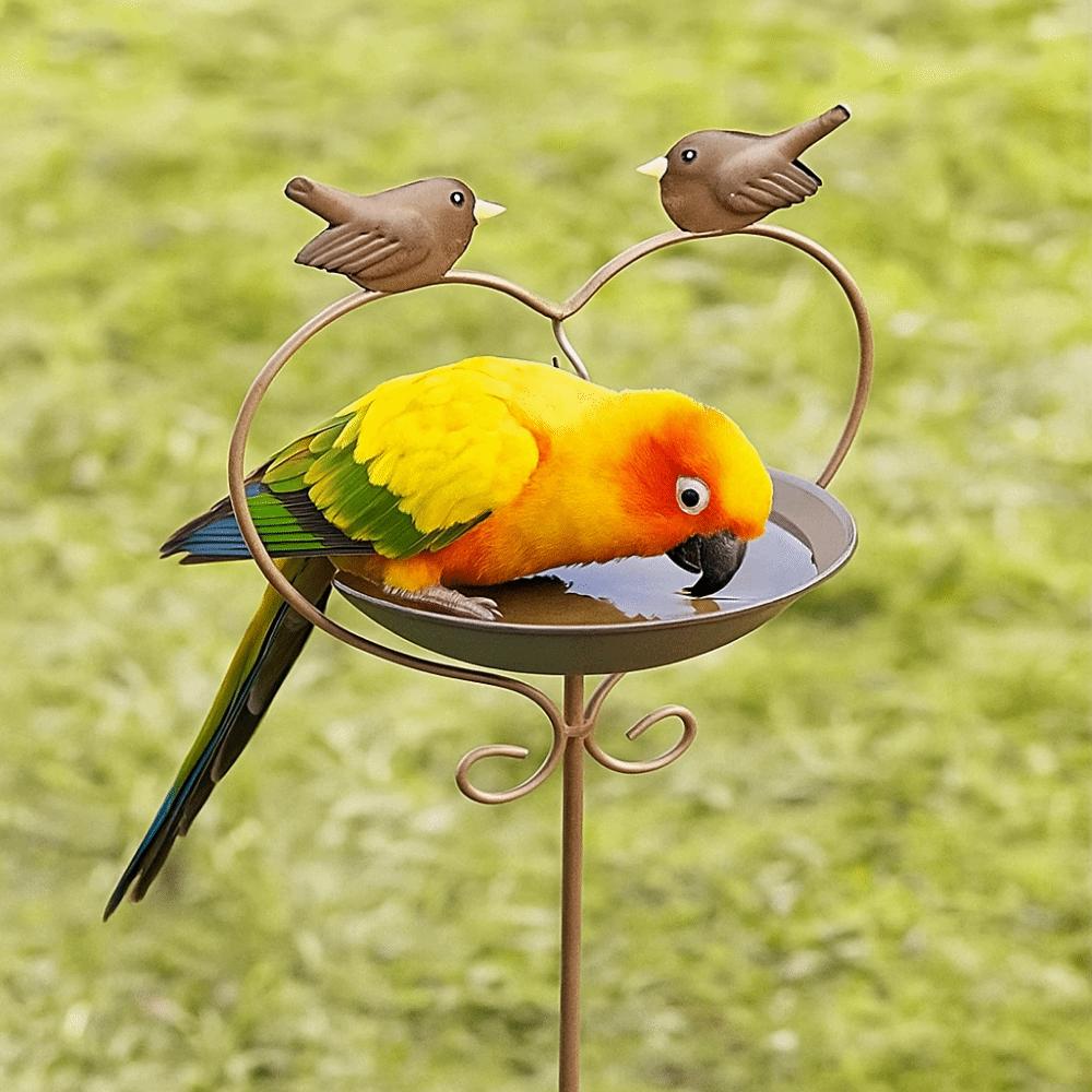 Retro Bird Feeder Ground Plugin Iron Bird Feeding Dish Bird Raising Tool Bird Water Bowl  Bird Bath