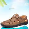 Herren Sommersandalen Bequeme Outdoor Atmungsaktive Freizeitschuhe 2024 Sommer Strandschuhe Flache Business Echtleder Sandalen