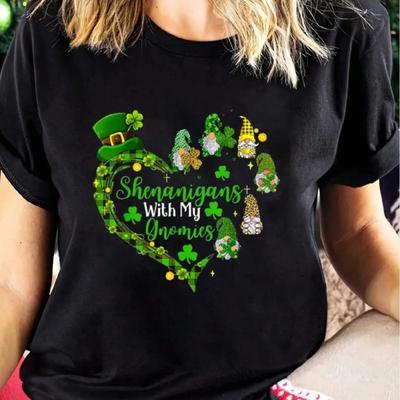 100% Coton Bêtises Avec Mes Gnomies Gnomes Coeur T-Shirt de la Saint-Patrick