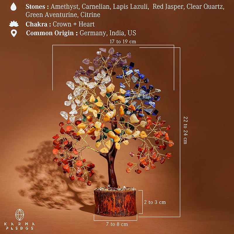 Crystal Tree of Life 7 Chakra Healing Crystal Trees for Home  Office Decoration, Handmade Crystal Decor Money Bonsai Tr Medium