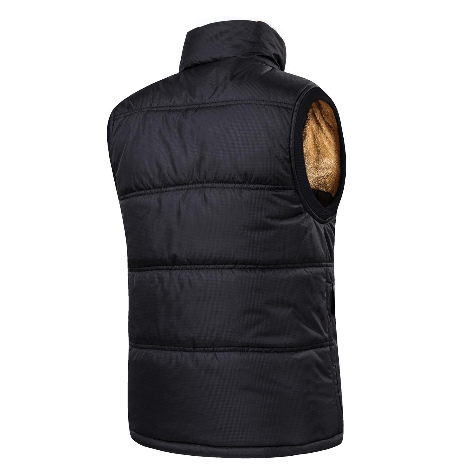 Мужской повседневный зимний теплый жилет без рукавов на молнии — фото 4