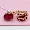 Exquisite Russian 585 Purple Gold Women'S Red Stone Egg Surface Earrings Fashion Temperament Pure Color Gold Plated Rose Gold Earrings