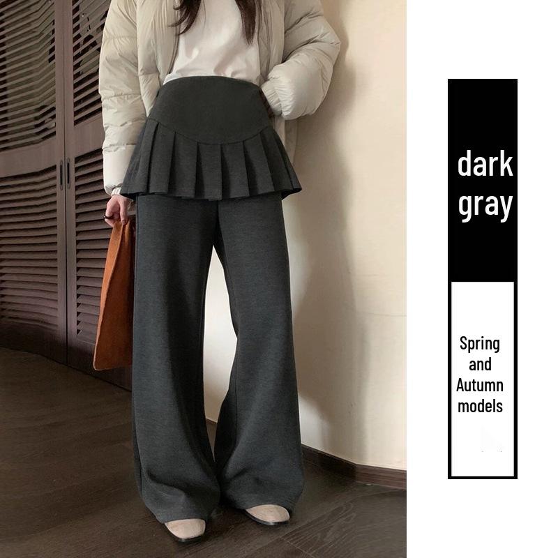 Autumn/Winter 2025 Maternity Layered Micro-Flare Pants with Pleated Skirt Overlay 2XL