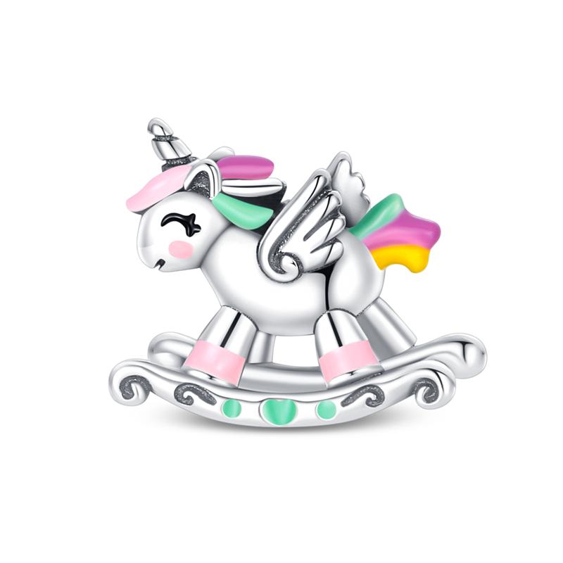 925 Silver Color Pink Rabbit Sheep Cat Dog Animal Charms Beads Fit 3mm 925 Bracelets Fine DIY Birthday Jewelry Make