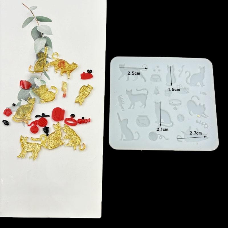 Lovely Cats Shape Silicone Mould Jewelry Tool Multipurpose for Handmade Soap Candle Cake Decoration Designs