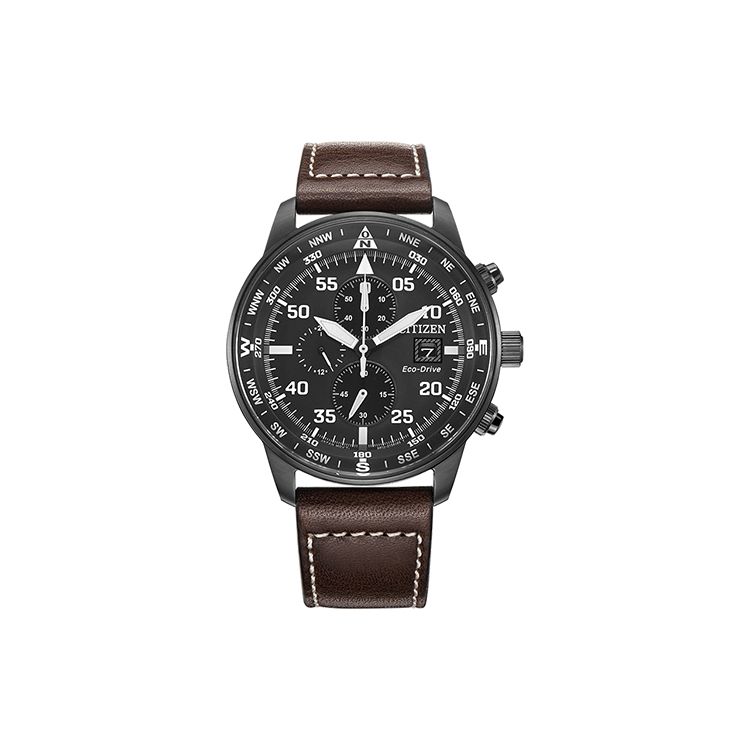 Citizen Eco-Drive Series Hollow Luminous Waterproof Quartz Movement Leather Strap Watch Men watches Black CA0695-17E Regular Watch Box,Brown Strap