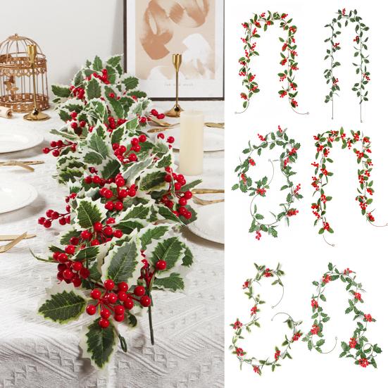 Simulated Christmas Rattan Vine No Maintenance Faux Willow with Red Berry Garland Wedding Party Home Decor