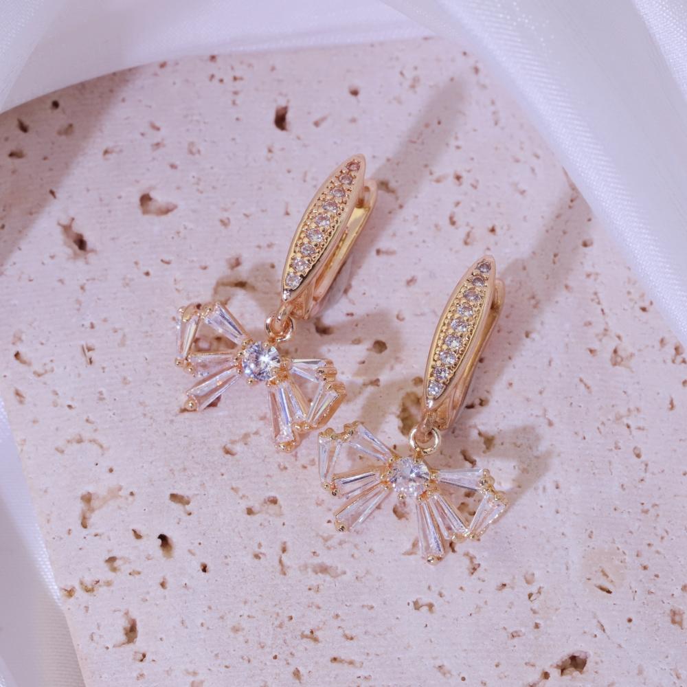 1 Pair Simple Bow Tie Dangle Earrings for Women Zirconia Earring Jewelry Wedding Party Accessories