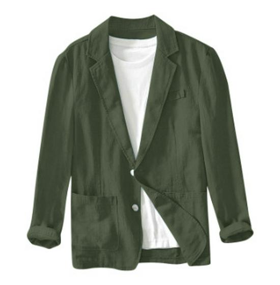 

Чоловічий повсякденний бавовняно-лляний однотонний піджак L