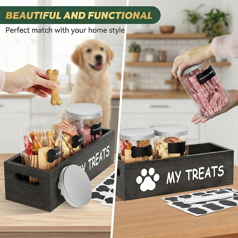Reusable Pet Food Container Wooden Food Storage Container  Countertop Organization