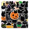 50-Piece Black Cat Graffiti Cartoon Animal Stickers for DIY Phone Cases and Suitcases (Waterproof)
