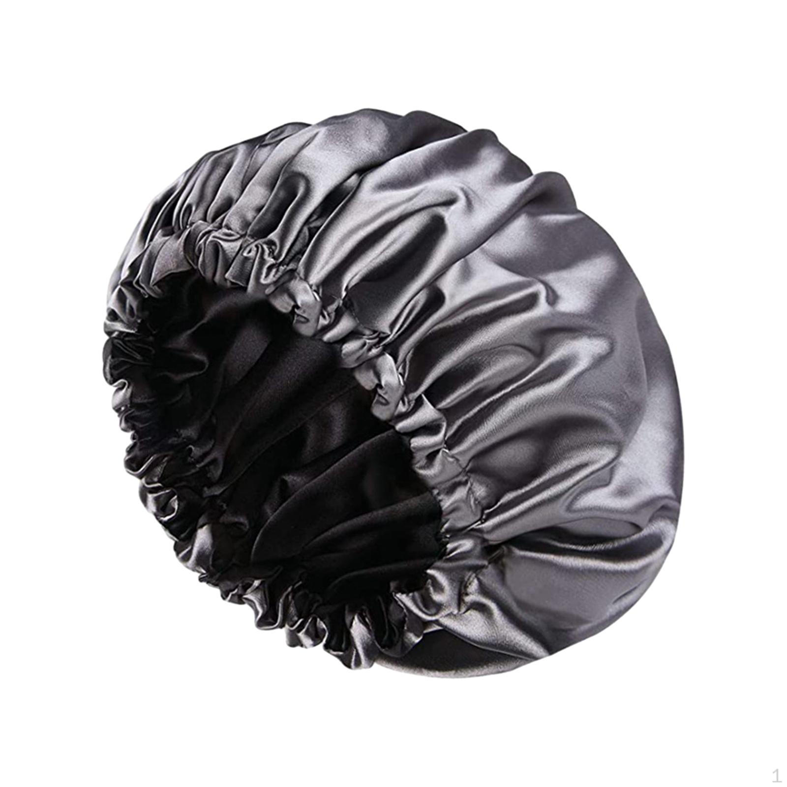 

36 см женская атласная банная шапочка регулируемая удобная кудрявая шапочка для сна спа-мытье лица серый