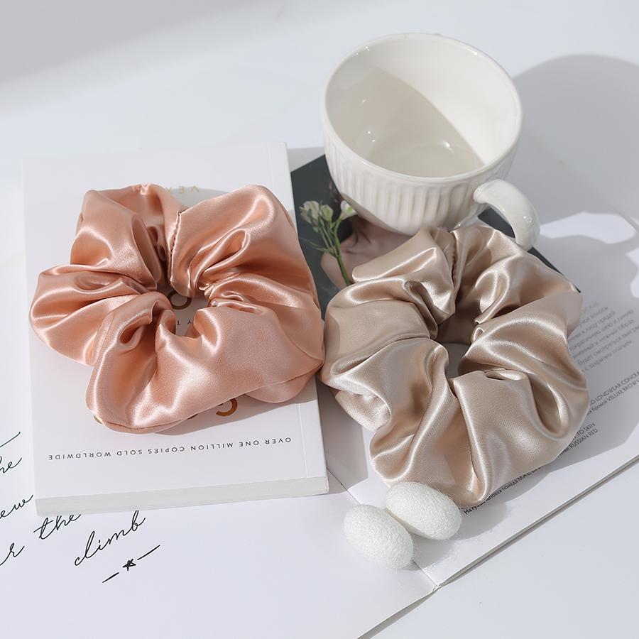 Custom logo 100% Mulberry 22momme  7cm Silk Scrunchies Hair Ties Hair Accessories for Girls
