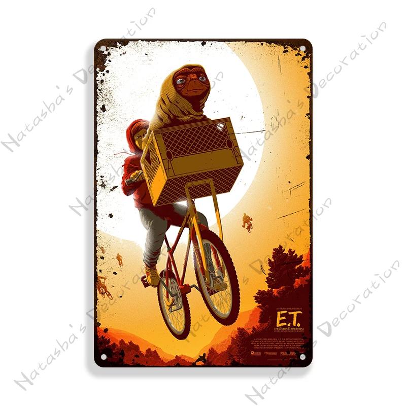 E.T. the Extra-Terrestrial Movie Metal Poster Vintage Wall Plate Bar Club Industrial Decor Metal Tin Sign Vintage Metal Plaque