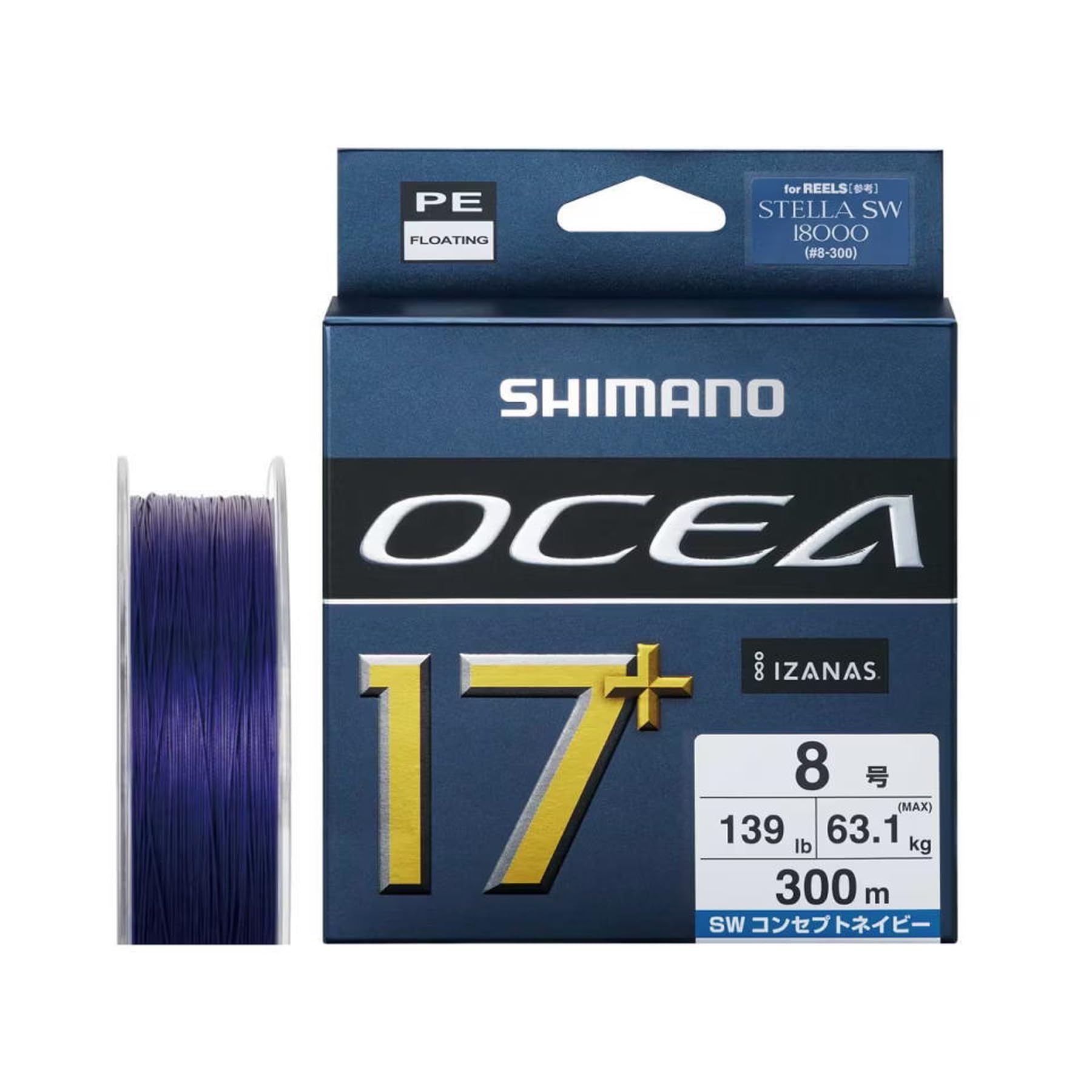 

SHIMANO PE Line Ocea PE 300m 8 SW Navy 17+ LD-A71Y No. (139lb)