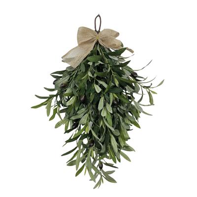 Artificial Olive Teardrop Swag Green Modern Farmhouse Wall Decor Greenery Wreath for Indoor Outdoor Wedding