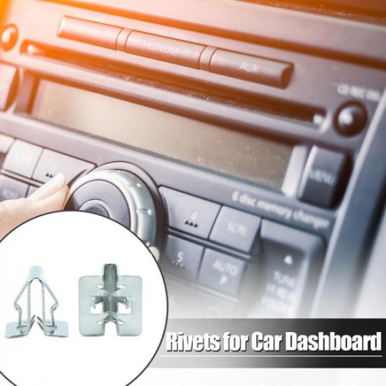 20ks Univerzální stříbrný tónový kovový držák pro ozdobné lišty palubní desky a středové konzole automobilu