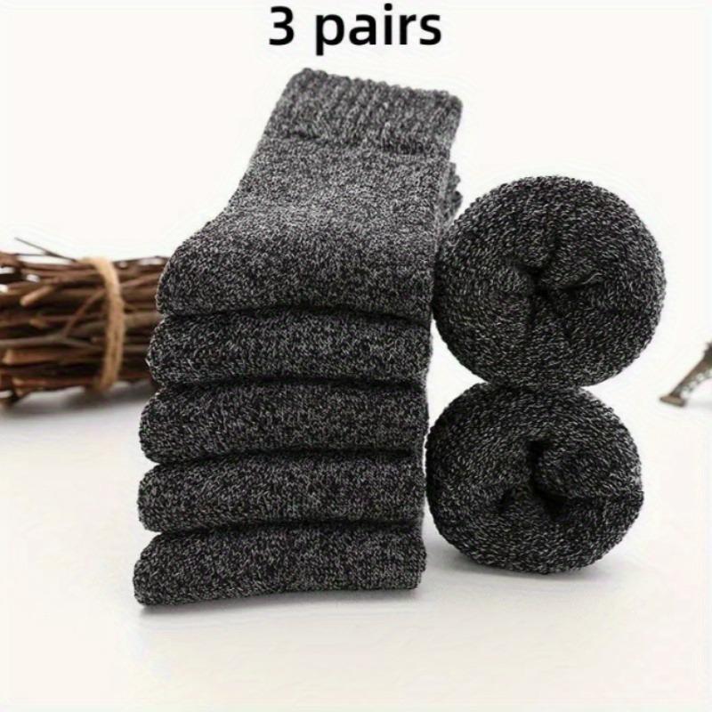 Men's Thick Warm Towel Socks 3 Pairs of Casual Solid Color Mid-calf Socks Winter Men's Socks