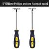 High Strength Phillips & Slotted Screwdriver Set with Non-Slip Magnetic Handle, Chrome Vanadium, High Hardness