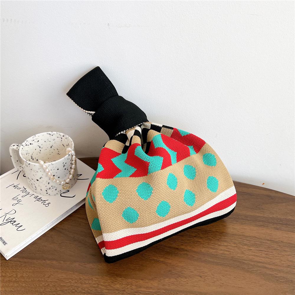 Colorful Polka Dot Knitted Handbag for Women - Versatile, Trendy, and Casual for Any Season